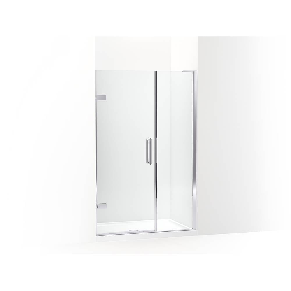 Kohler - ComposedE Frameless pivot shower door, 71-3/4'' H x 46 - 46-3/4'' W, with 3/8'' thick Crystal Clear glass - Bright Polished Silver