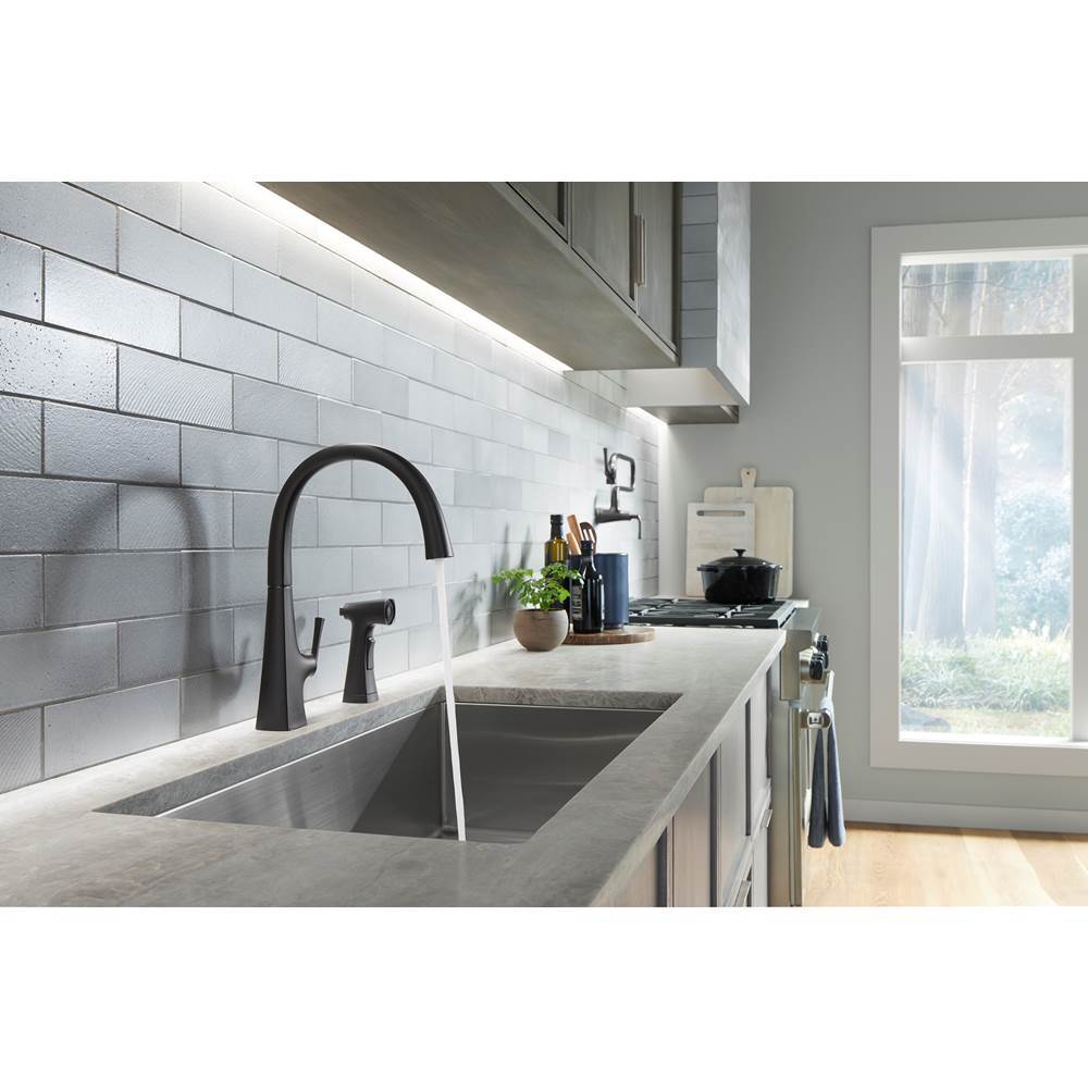 Graze Single-handle kitchen sink faucet with two-function side sprayer