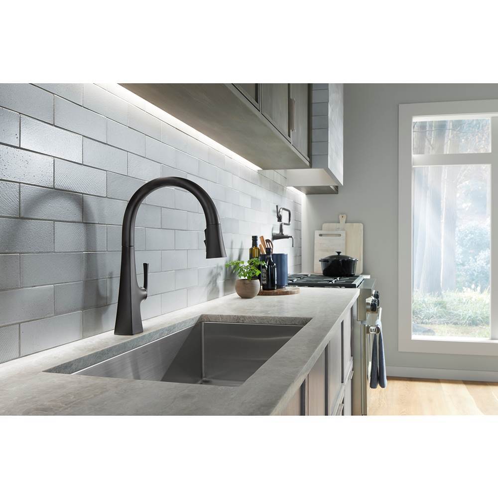 Graze Pull-down kitchen sink faucet with three-function sprayhead