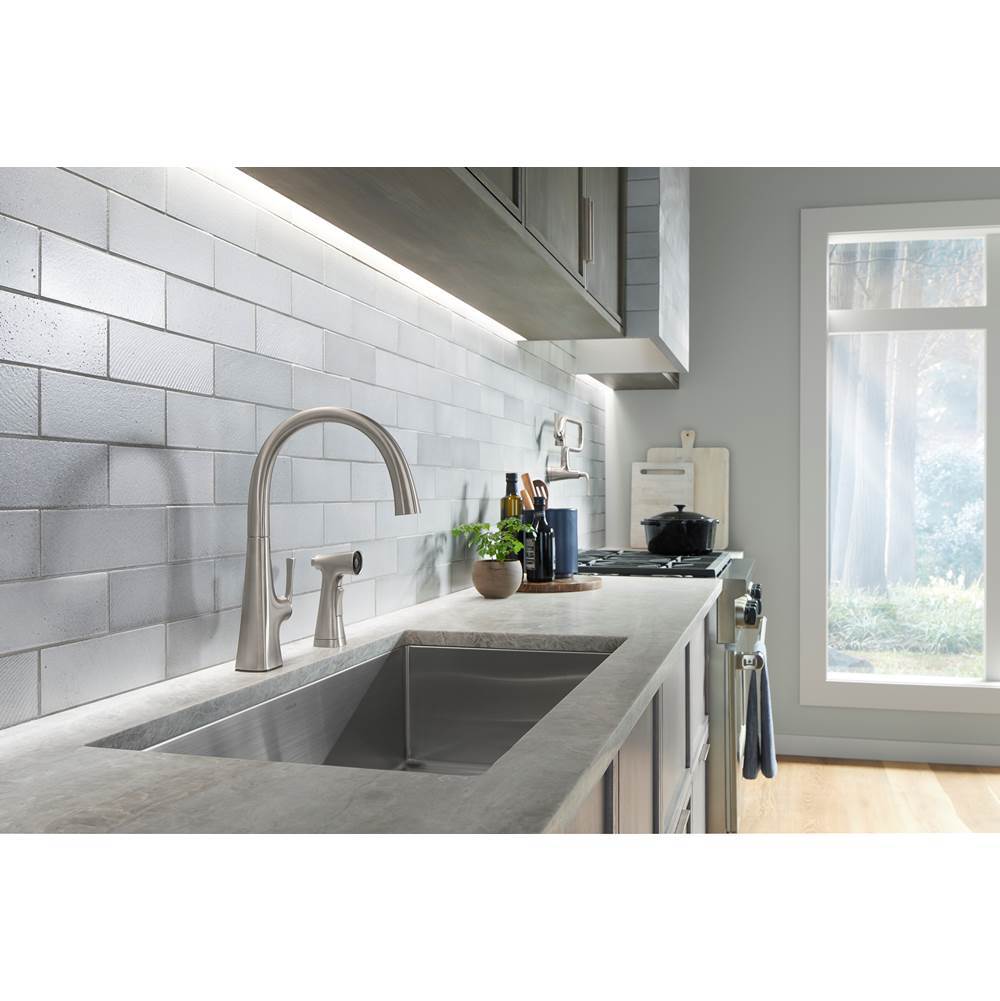 Graze Single-handle kitchen sink faucet with two-function side sprayer