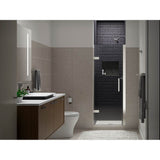 Kohler - ComposedE Frameless pivot shower door, 71-5/8'' H x 27-5/8 - 28-3/8'' W, with 3/8'' thick Crystal Clear glass - Anodized Brushed Nickel