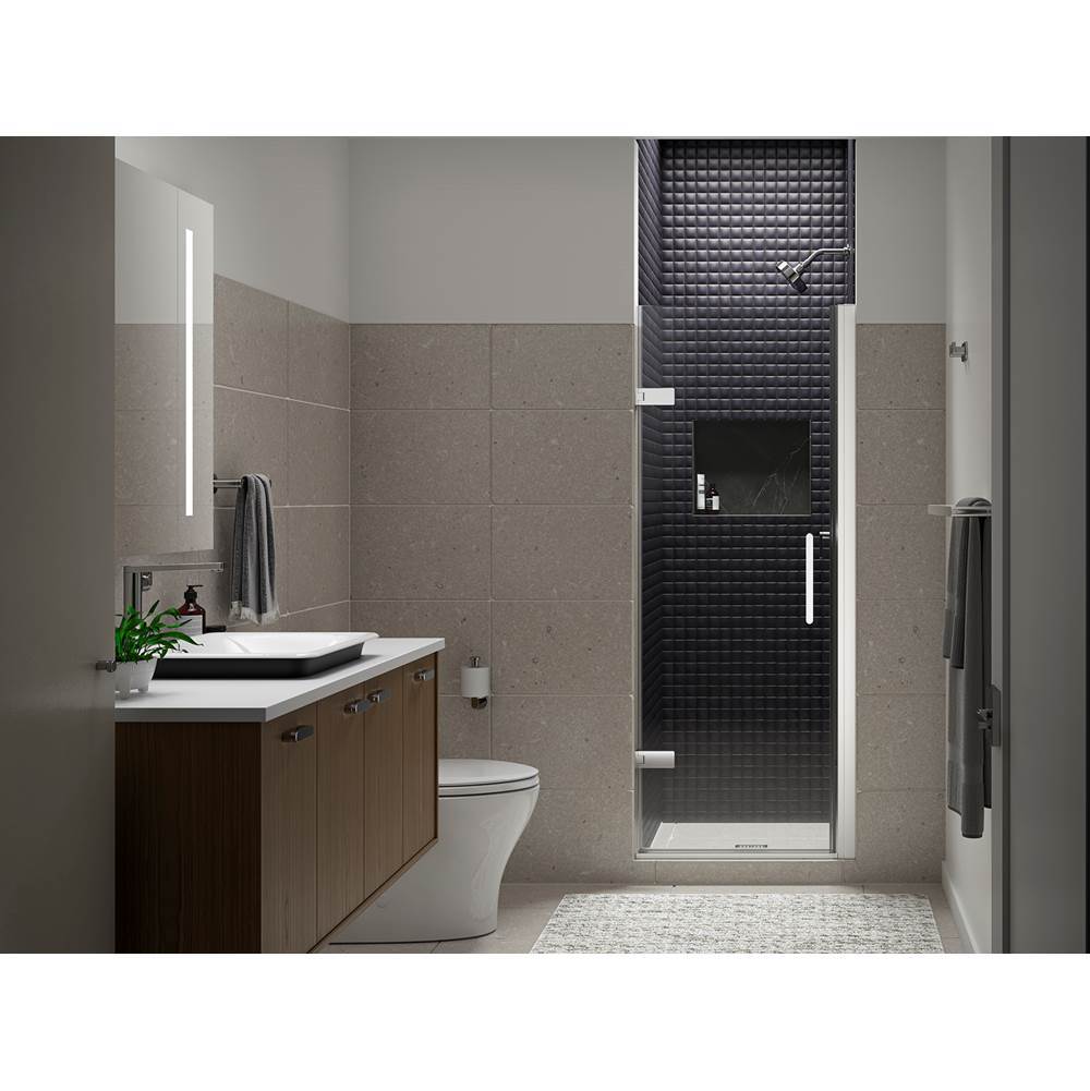 ComposedE Frameless pivot shower door, 71-5/8'' H x 27-5/8 - 28-3/8'' W, with 3/8'' thick Crystal Clear glass