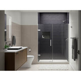 Kohler - ComposedE Frameless pivot shower door, 71-3/4'' H x 57-1/4 - 58'' W, with 3/8'' thick Crystal Clear glass - Bright Polished Silver