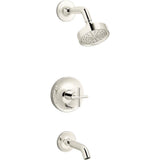 Kohler - Purist Rite-Temp bath and shower trim kit with push-button diverter and cross handle, 1.75 gpm - Vibrant Polished Nickel