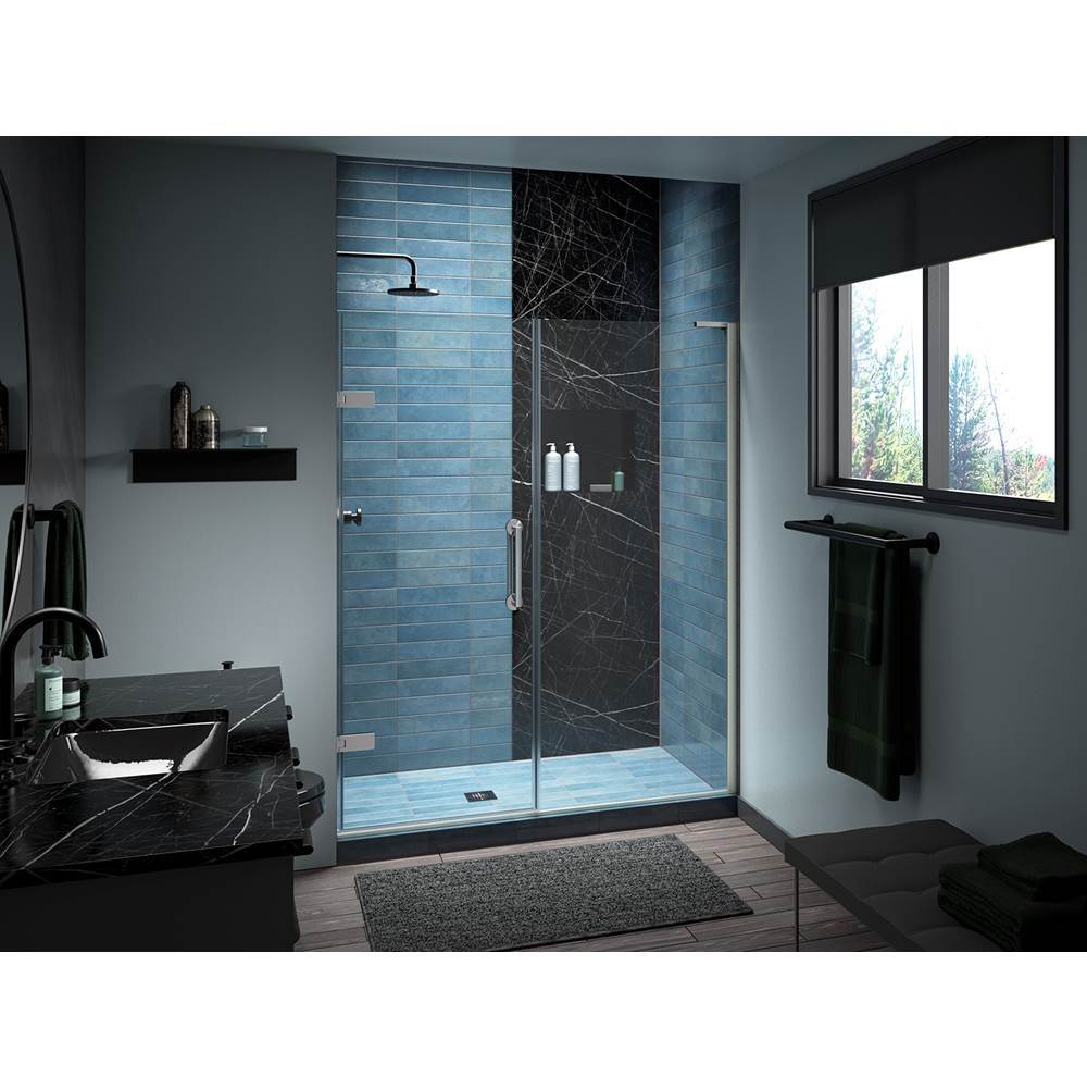 ComponentsE Frameless pivot shower door, 71-3/4'' H x 57-1/4 - 58'' W, with 3/8'' thick Crystal Clear glass