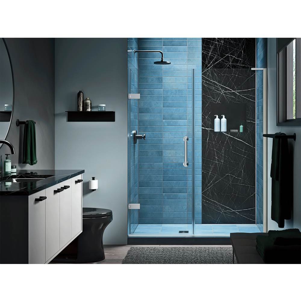 ComponentsE Frameless pivot shower door, 71-3/4'' H x 57-1/4 - 58'' W, with 3/8'' thick Crystal Clear glass