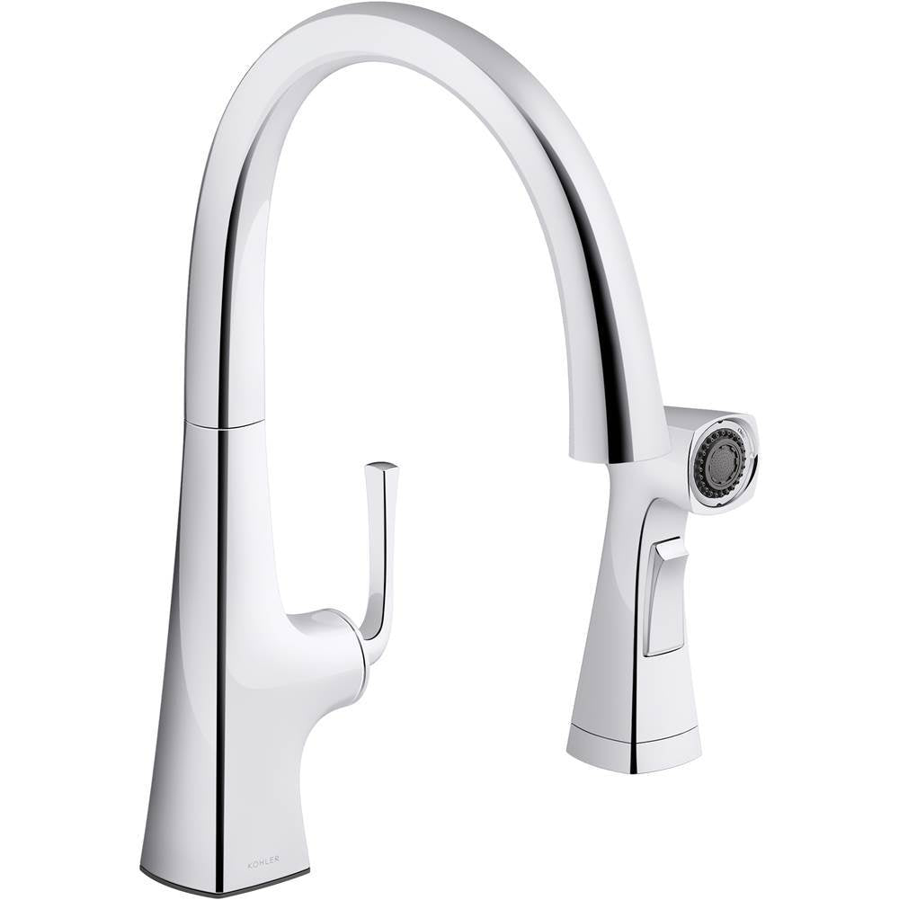 Kohler - Graze Single-handle kitchen sink faucet with two-function side sprayer - Polished Chrome