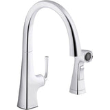 Kohler - Graze Single-handle kitchen sink faucet with two-function side sprayer - Polished Chrome