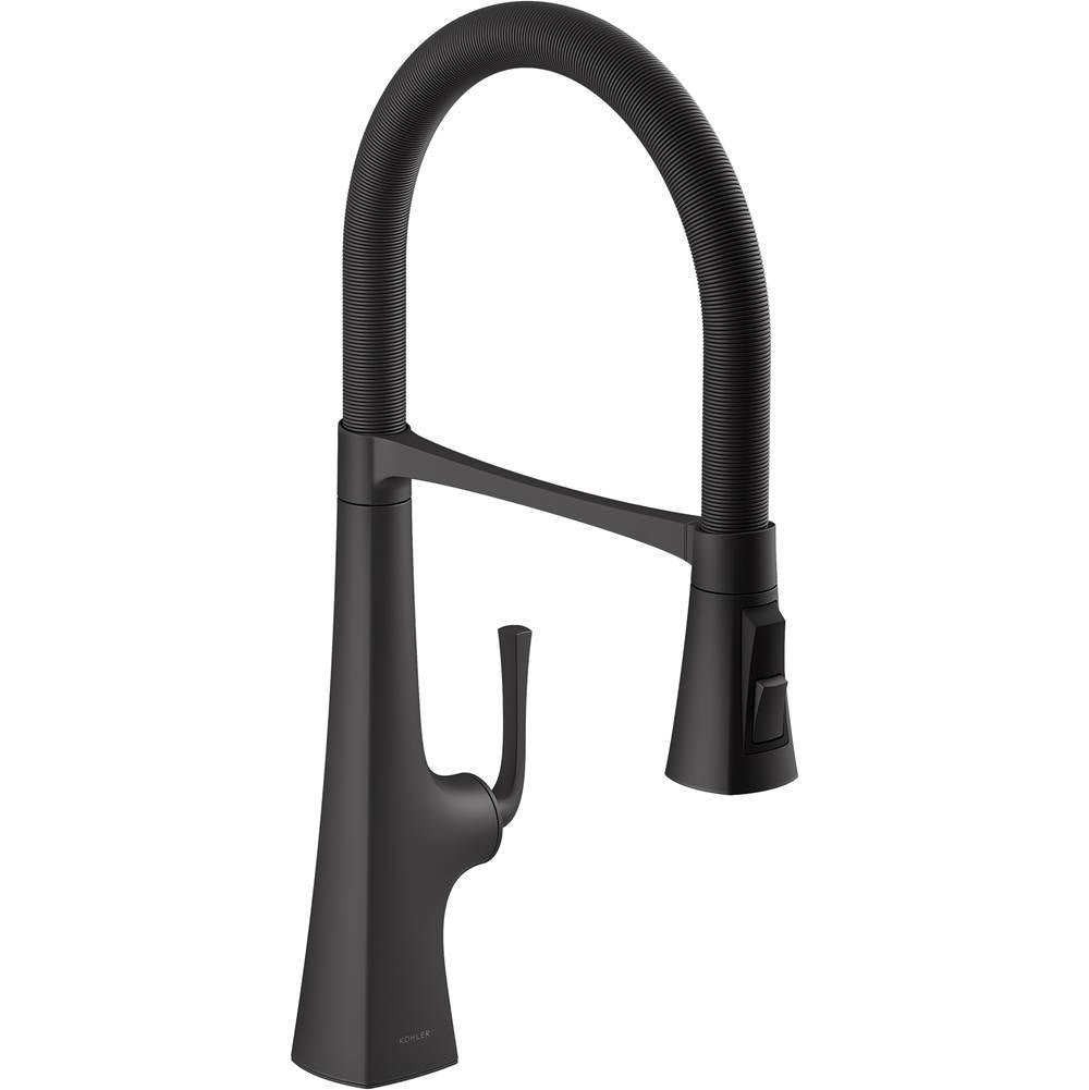 Kohler - Graze Semi-professional kitchen sink faucet with three-function sprayhead - Matte Black