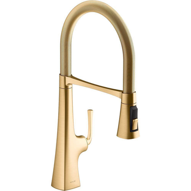 Kohler - Graze Semi-professional kitchen sink faucet with three-function sprayhead - Vibrant Brushed Moderne Brass