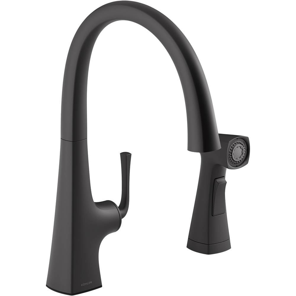 Kohler - Graze Single-handle kitchen sink faucet with two-function side sprayer - Matte Black