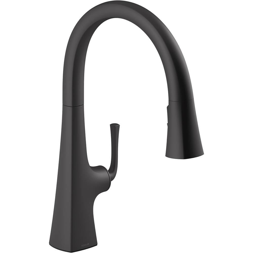 Kohler - Graze Pull-down kitchen sink faucet with three-function sprayhead - Matte Black