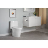 Veil One-piece elongated toilet with skirted trapway, dual-flush