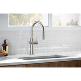 Crue Touchless pull-down kitchen sink faucet with three-function sprayhead