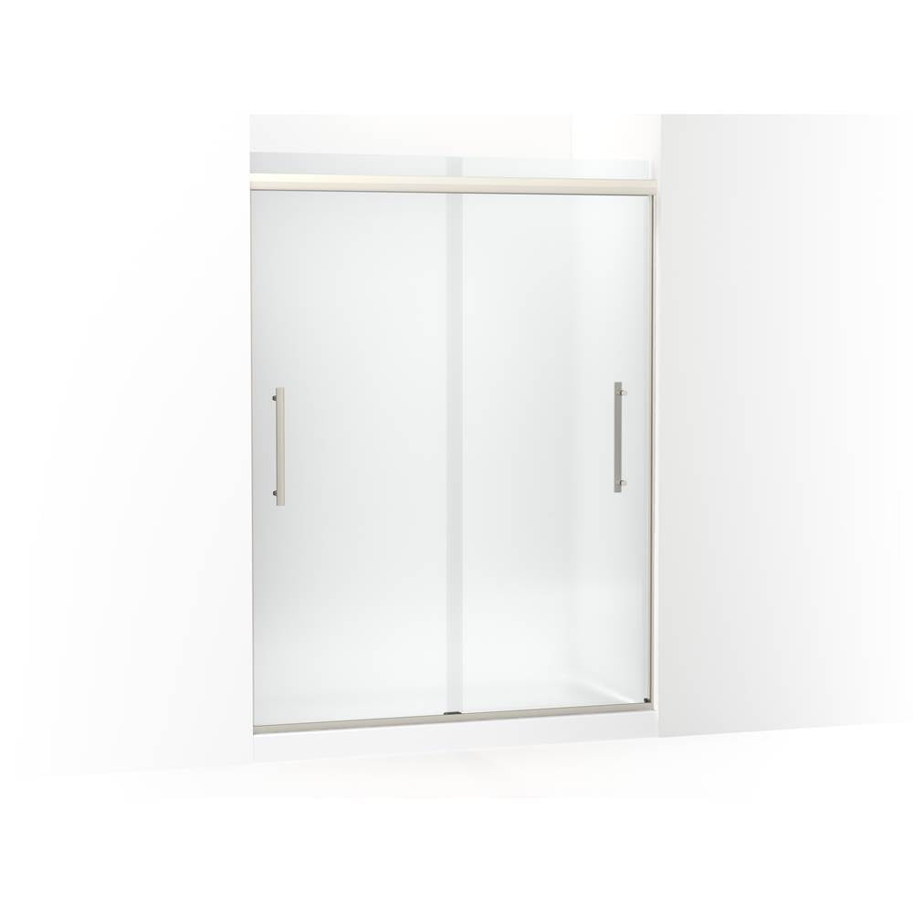 Kohler - Pleat Frameless sliding shower door, 79-1/16'' H x 54-5/8 - 59-5/8'' W, with 5/16'' thick Frosted glass - Anodized Brushed Nickel