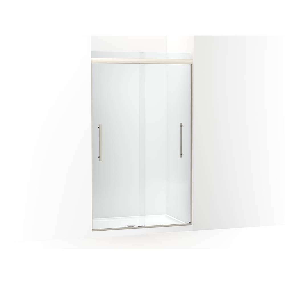 Kohler - Pleat Frameless sliding shower door, 79-1/16'' H x 44-5/8 - 47-5/8'' W, with 5/16'' thick Crystal Clear glass - Anodized Brushed Nickel