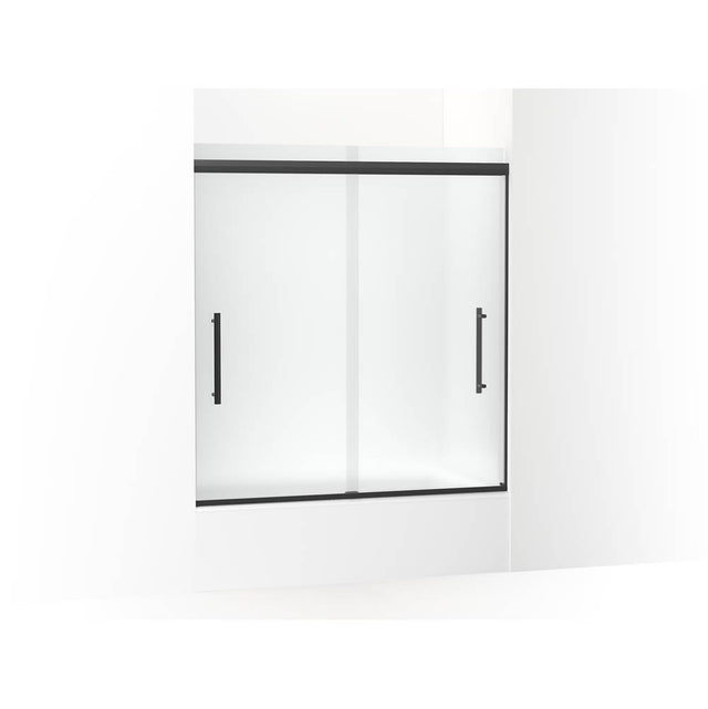 Kohler - Pleat Frameless sliding bath door, 63-9/16'' H x 54-5/8 - 59-5/8'' W, with 5/16'' thick Frosted glass - Matte Black