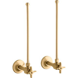 Kohler - Pair 3/8'' NPT angle supplies with stop, cross handle and annealed vertical tube - Vibrant Brushed Moderne Brass
