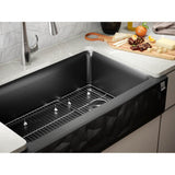 Cairn 34'' undermount single-bowl farmhouse kitchen sink with faceted design