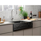 Cairn 34'' undermount single-bowl farmhouse kitchen sink with faceted design