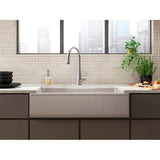 Cairn 34'' undermount single-bowl farmhouse kitchen sink with fluted design