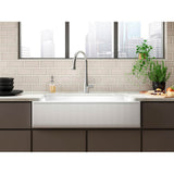 Cairn 34'' undermount single-bowl farmhouse kitchen sink with fluted design