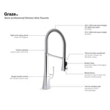 Graze Semi-professional kitchen sink faucet with three-function sprayhead