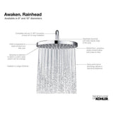 Awaken 8'' single-function rainhead, 2.5 gpm