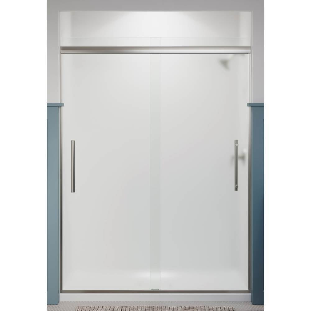Pleat Frameless sliding shower door, 79-1/16'' H x 54-5/8 - 59-5/8'' W, with 5/16'' thick Frosted glass