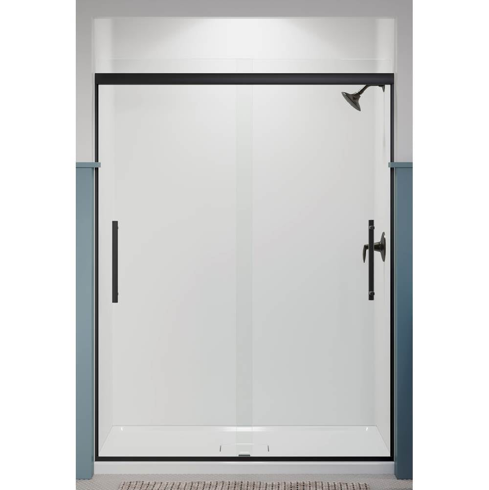 Pleat 79-1/16'' H sliding shower door with 5/16''-thick glass
