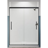 Pleat 79-1/16'' H sliding shower door with 5/16''-thick glass