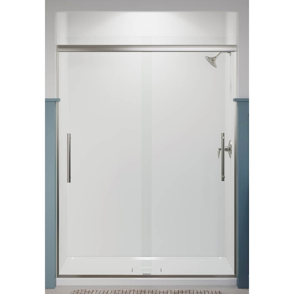 Pleat 79-1/16'' H sliding shower door with 5/16''-thick glass