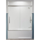 Pleat Frameless sliding bath door, 63-9/16'' H x 54-5/8 - 59-5/8'' W, with 5/16'' thick Frosted glass