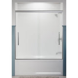 Pleat Frameless sliding bath door, 63-9/16'' H x 54-5/8 - 59-5/8'' W, with 5/16'' thick Frosted glass