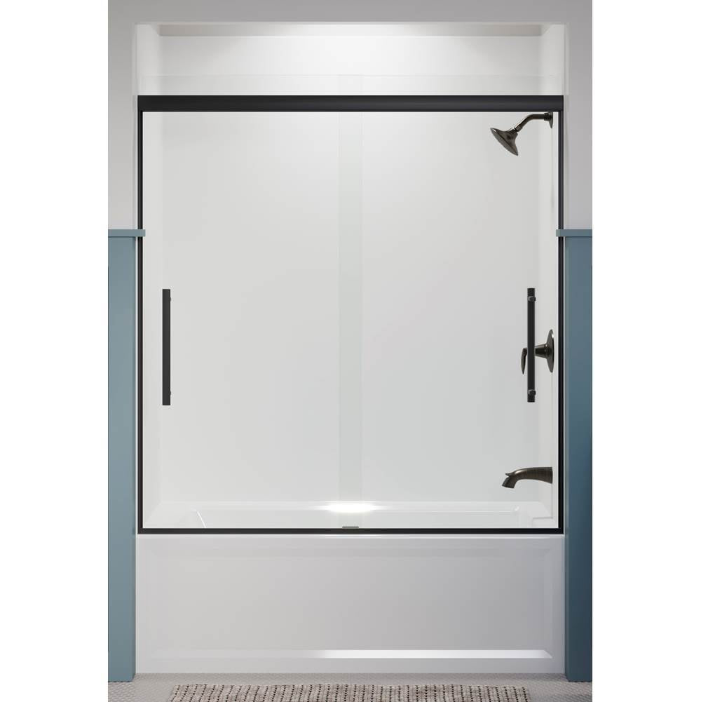 Pleat 63-9/16'' H sliding bath door with 5/16''-thick glass