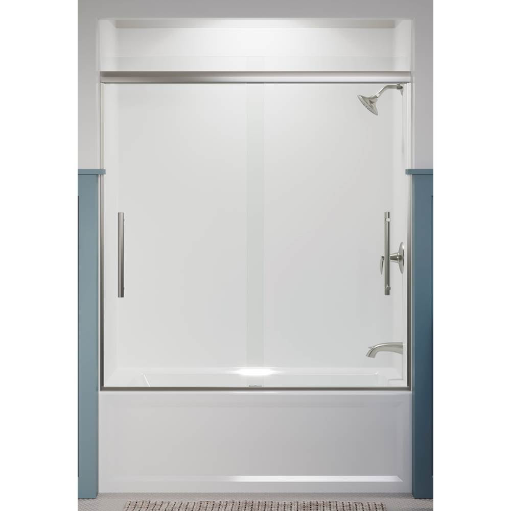Pleat 63-9/16'' H sliding bath door with 5/16''-thick glass