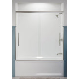 Pleat 63-9/16'' H sliding bath door with 5/16''-thick glass