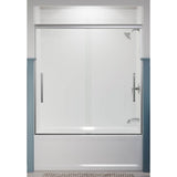 Pleat 63-9/16'' H sliding bath door with 5/16''-thick glass