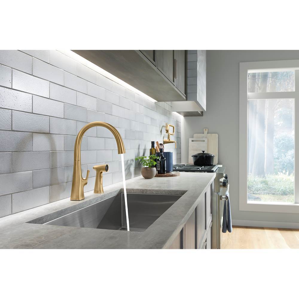 Graze Single-handle kitchen sink faucet with two-function side sprayer