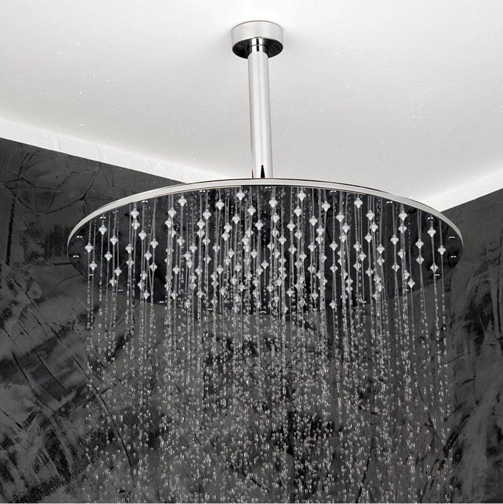 Lacava - Ceiling-mount tilting round rain shower head, 330 rubber nozzles. Arm and flange sold separately. - Polished Chrome