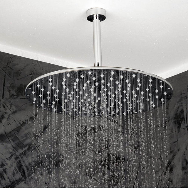 Lacava - Ceiling-mount tilting round rain shower head, 330 rubber nozzles. Arm and flange sold separately. - Polished Chrome
