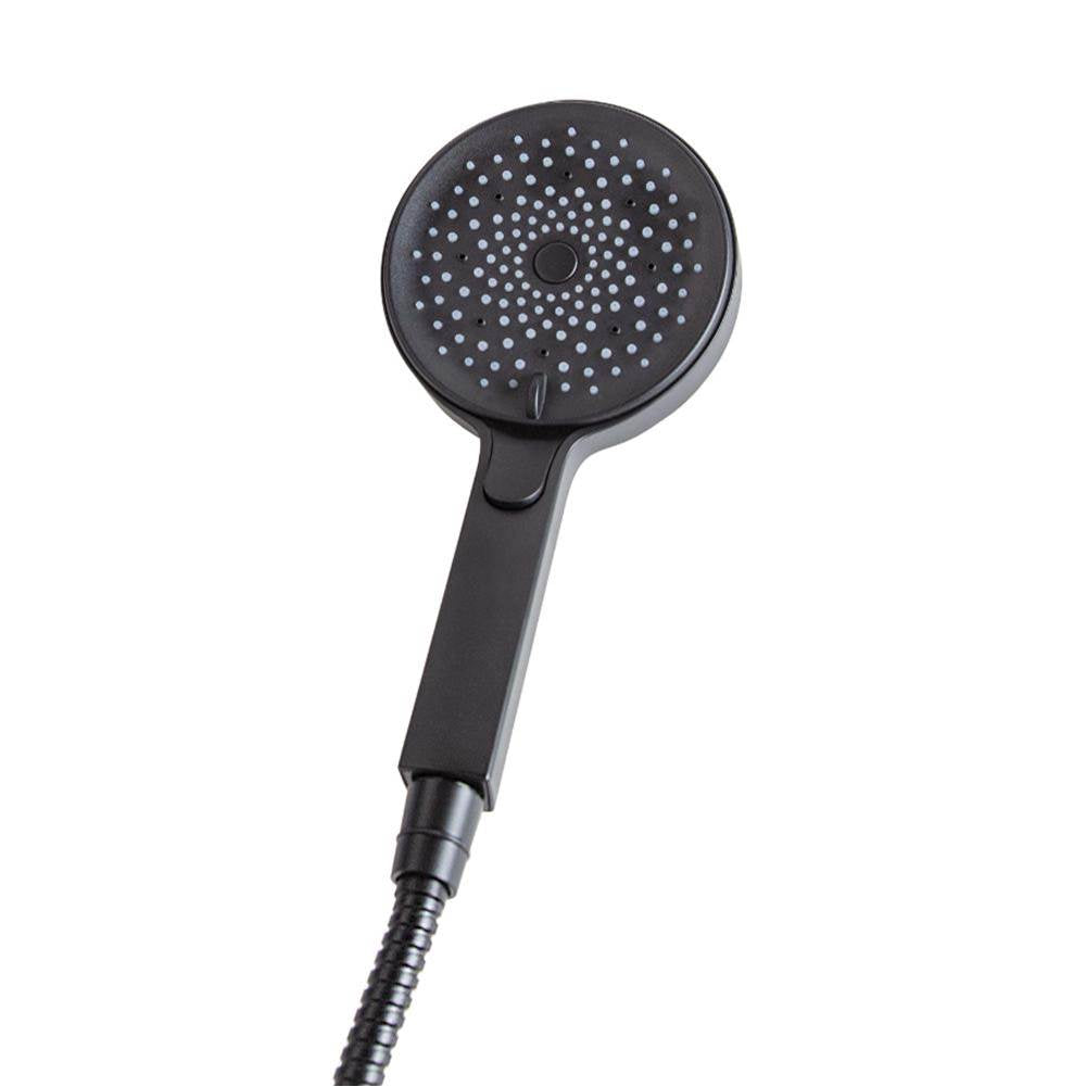 Lacava - Hand-held round ABS shower head with 50-inch flexible hose, three function variable spray and pause button for ADA compliance. DIAM: 4-3/4'', H: 10'' - Polished Nickel