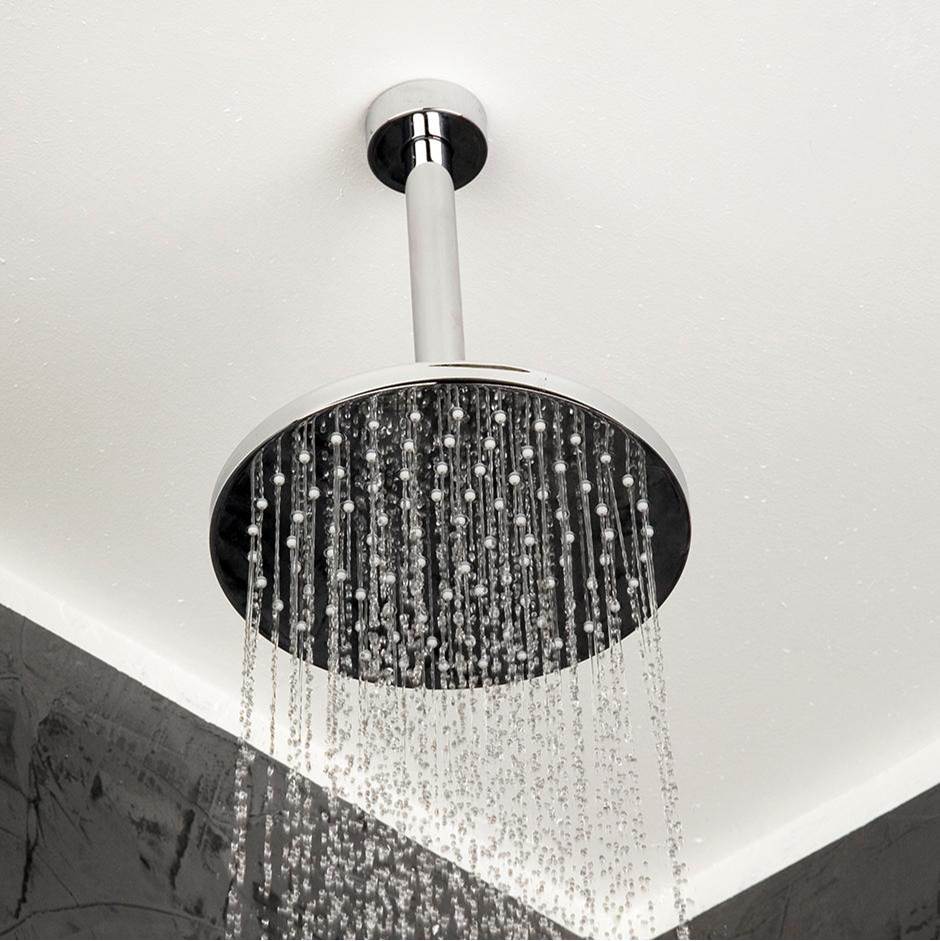 Lacava - Wall-mount or ceiling-mount tilting round rain shower head, 95 rubber nozzles. Arm and flange sold separately - Matte Black