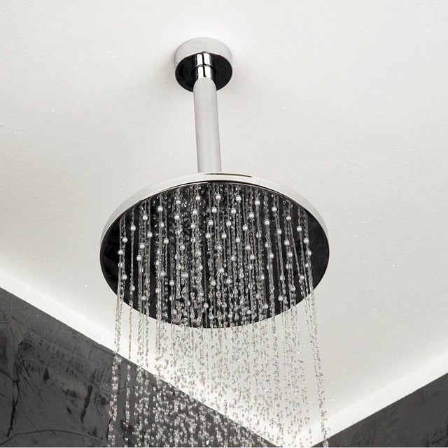 Lacava - Wall-mount or ceiling-mount tilting round rain shower head, 95 rubber nozzles. Arm and flange sold separately - Matte Black