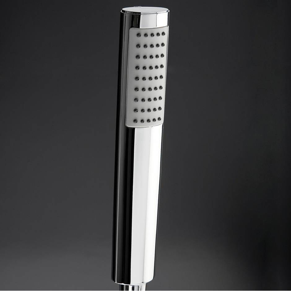 Lacava - Hand-held oval shower head 59'' flexible hose, rain jet. - Polished Chrome