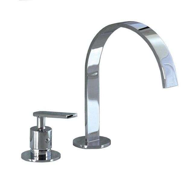 Lacava - Deck-mount two-hole faucet with an arch spout, lever handle, drain not included. Water flow rate: 3.7 gpm at 60 psi. - Polished Chrome