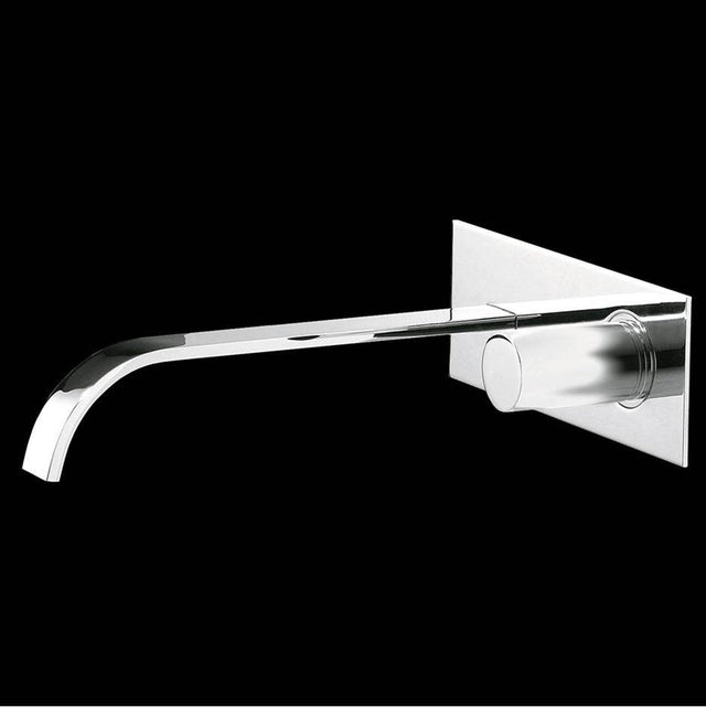 Lacava - TRIM - Wall-mount two-hole faucet with one knob handle on the right, with backplate. - Polished Chrome