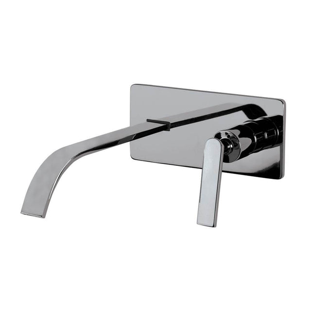 Lacava - ROUGH - Wall-mount two-hole faucet with one lever handle on the right, with backplate. - Polished Chrome