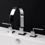 Lacava - Deck-mount three-hole faucet with an arch spout featuring natural water flow, two lever handles, pop-up deain included. - Brushed Nickel