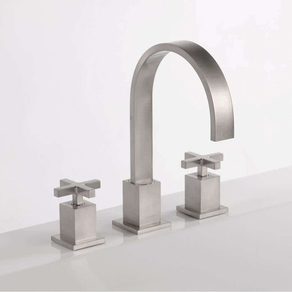 Lacava - Deck-mount three-hole faucet with an arch spout featuring natural water flow, two cross handles, pop-up deain included. - Brushed Nickel